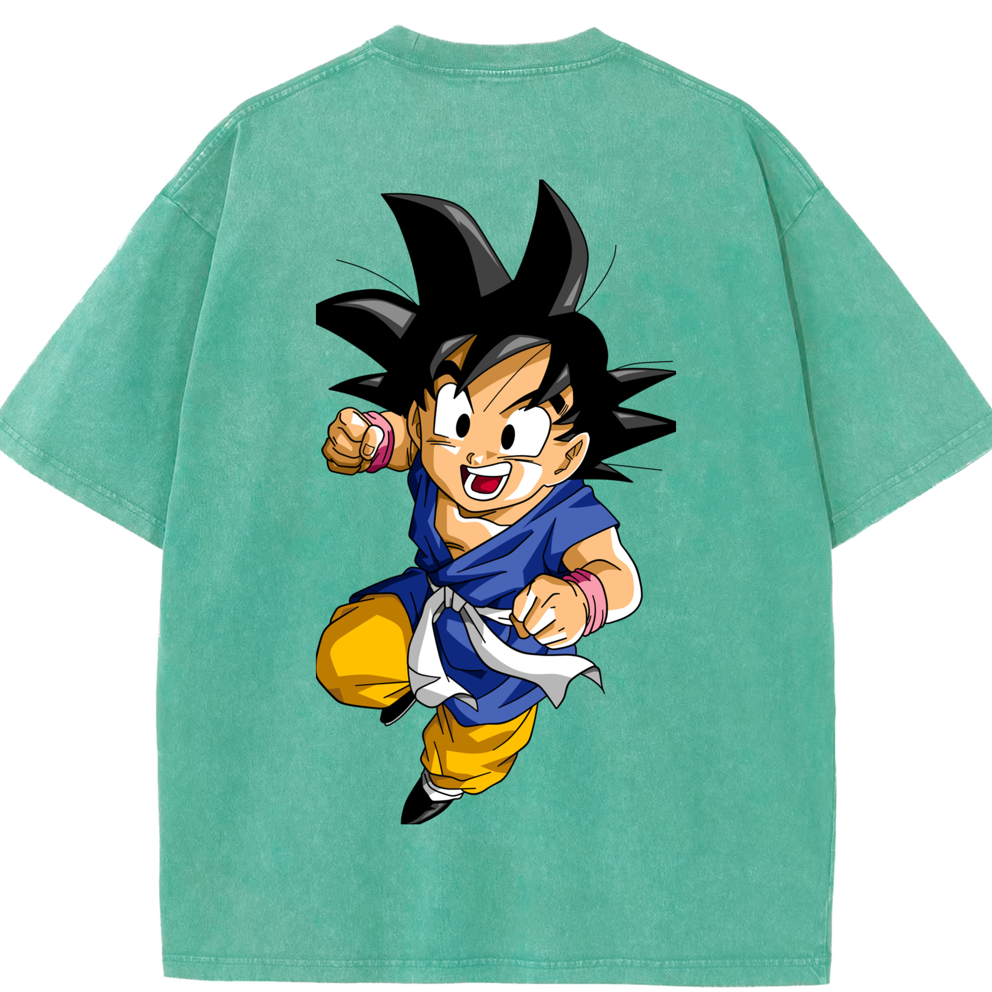 （画像用） ドラゴンボール 孫悟天 そん ごてん DRAGON BALL Son Goten 綿100% ヴィンテージ風 半袖Tシャツ（背面プリント）